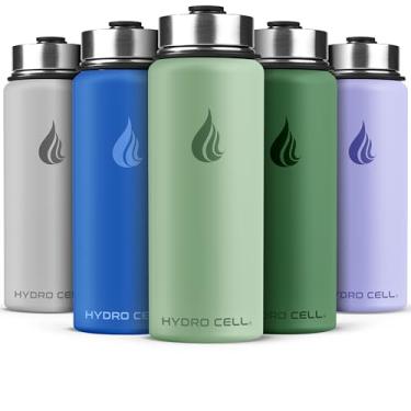 Imagem de HYDRO CELL Garrafa de água isolada de aço inoxidável com canudo - para bebidas frias e quentes - Frasco de metal a vácuo com tampa de rosca e garrafa térmica esportiva moderna à prova de vazamento