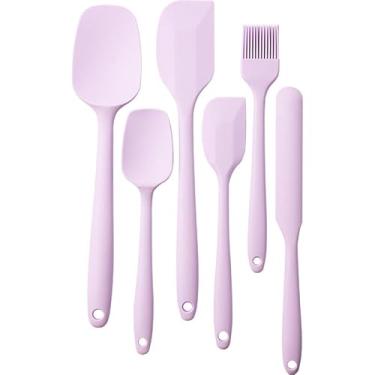 Imagem de Conjunto de espátulas de silicone, 6 espátulas de borracha de grau alimentício, resistente ao calor 230 °C (230 °C) conjunto de espátulas de borracha de silicone de grau alimentício para assar