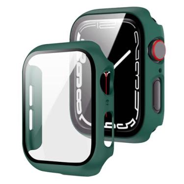 Imagem de Capa protetora de policarbonato rígido, compatível com Apple Watch tamanhos 40/41/42/44/45/46 mm, inclui protetor de tela, adequado para iWatch Series SE 4 5 6 7 8 10 11 Ultra. (Verde, Série 4/5/6/SE