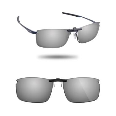 Imagem de Fiskr Óculos de sol polarizados clip-on para Oakley Fuller OX3227 57 mm - Proteção UV - Ajuste universal - Não abre - Prata metálica