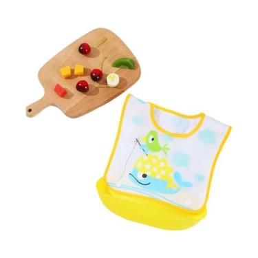 Imagem de Babador Impermeável Para Bebês Com Bolso 3D Removível Para Alimentos, 