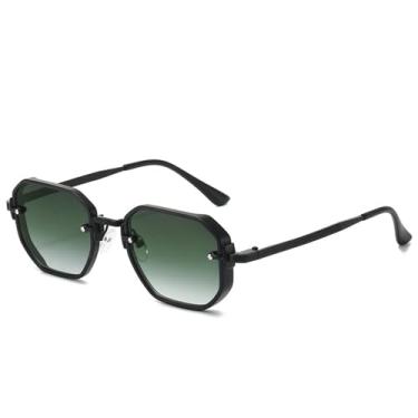 Imagem de Óculos de Sol UV400 - Armação Pequena Estilo Punk com Lentes Degradê em Metal para Homens e Mulheres, Ideais para Esportes ao Ar Livre, Corrida e Ciclismo, nas Cores Preto e Verde