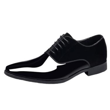 Imagem de Tênis masculino fashion casual verão cor sólida negócios formal sola macia sapatos de couro, Preto, 42