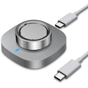 Imagem de Vigamen Carregador compatível com Oura Ring Gen 4/Oura Ring Gen 4 Ceramic - Tamanho 13, base de carregamento rápido e seguro e cabo USB-C, cinza prateado