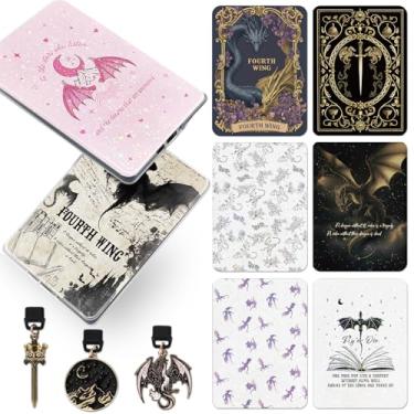 Imagem de Berirexrion Inserções de cartolina para capa transparente – 11 peças Dragon Acotar Moon Back Skin Decalque Card Dust Plug Charms para Kindle Paperwhite 11ª 12ª Geração Acessórios para E-Reader Bookish