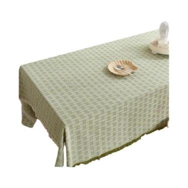 Imagem de Toalha De Mesa Quadrada De Linho De Algodão Bege Com Decoração De Fran