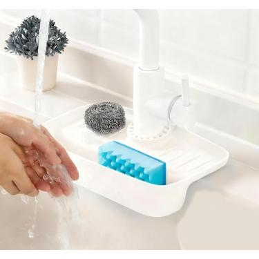 Imagem de Protetor contra respingos para pia de cozinha, tapete de silicone TPE protetor de torneira almofada de secagem para banheiro, bar, fazenda, trailer (branco)