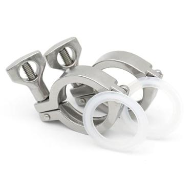 Imagem de Braçadeira tripla de aço inoxidável 304 de aço inoxidável 304 para acessórios de tubulação caseira de ferrule (2 peças, 3,5 pol. X K106_SS304)