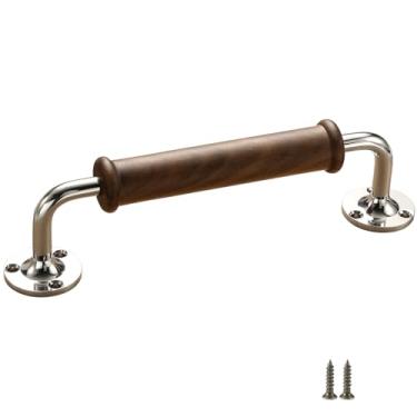 Imagem de 1 maçaneta de madeira confortável cromada brilhante para porta de celeiro armário porta deslizante corrimão interno