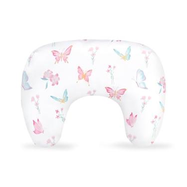 Imagem de Capa de almofada de amamentação, capa de almofada para bebês meninas e meninos, fronha de amamentação elástica macia para recém-nascido, capa removível para travesseiros de amamentação, borboleta rosa