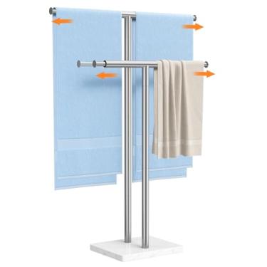 Imagem de ELYKEN Toalheiro de pé de 101,6 cm com base de mármore pesada, HTR042S1