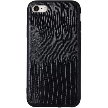 Imagem de EKSIL Capa traseira de telefone padrão lagarto, capa de couro resistente a estilhaços com tudo incluído para Apple iPhone SE 2020 4,7 polegadas (cor: preto)