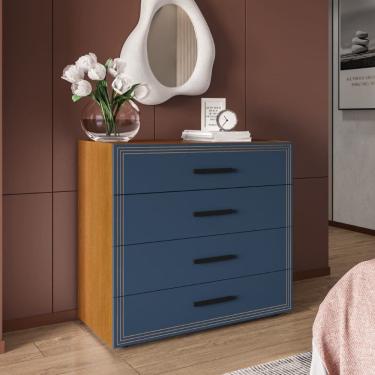 Imagem de Cômoda Valência 4 Gavetas Freijó Azul Politorno Móveis
