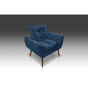 Imagem de 01 Poltrona Opala Com Fibra Siliconada Suede Azul Marinho-RV DECORA - 