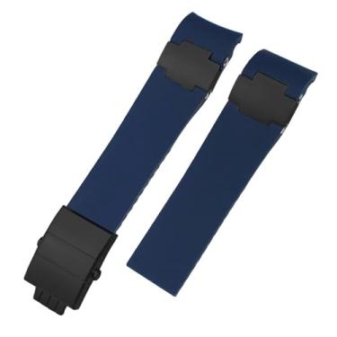 Imagem de BDNJN Pulseiras de relógio de borracha de silicone de 22 mm, adequadas para Ulysse Nardin Diver, prata, ouro rosa, fivela dobrável, preta e azul (azul lisa-02)