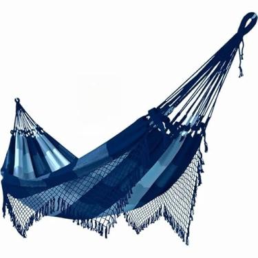 Imagem de REDE DE DESCANSO GRANDE CASAL XADREZ AZUL COM AZUL