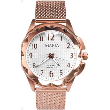 Imagem de Feminino Premium Relógio Analógico Aço Inoxidável + Óculos de Sol Quadrado Acetato Marrom Elegante