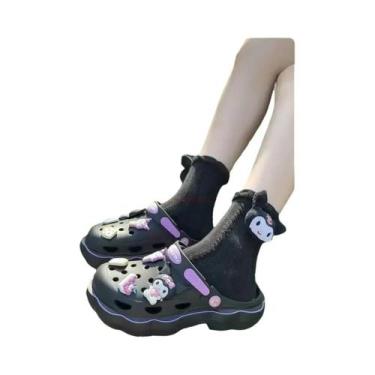 Imagem de Chinelo Kawaii Hello Kitty Kuromi Sandálias De Verão Y2k Sapatos Plano