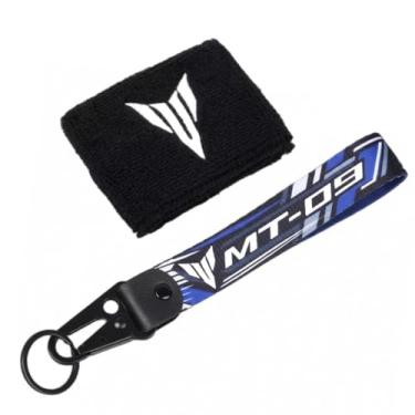 Imagem de Conjunto de meias e chaveiro para reservatório de fluido de freio dianteiro de motocicleta compatível com MT09 MT 09 MT-09 SP MT09SP Tracer 9GT Tracer 9 (preto-branco)