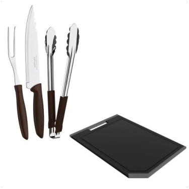 Imagem de Kit para Churrasco Lâminas em Aço Inox + Tábua de Corte Tramontina