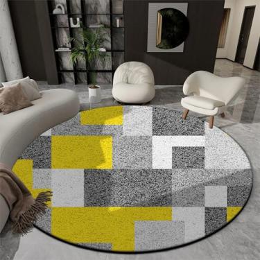 Imagem de Tapetes redondos geométricos para sala de estar, decoração de luxo, tapetes grandes e felpudos para quarto, escritório, cadeira, chão macio (120 x 120 cm/Flanela - 5)
