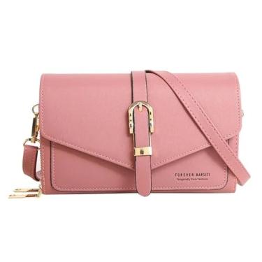 Imagem de BKUANE Bolsa de ombro feminina para celular bolsa feminina grande capacidade bolsa transversal multifuncional, rosa, One Size