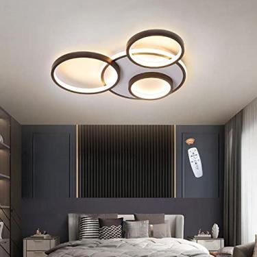 Imagem de Luminária de teto moderna LED com controle remoto, lustre redondo, cúpula de acrílico, ideal para sala de estar, quarto, sala de jantar, cozinha, escritório e hall de entrada. Possui 4 lâmpa