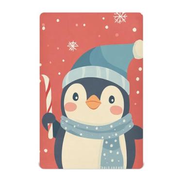 Imagem de Wassud Jogo de lençol fofo de pinguim para berço respirável para meninos e meninas, lençol com elástico, neutro, 68 x 99 cm