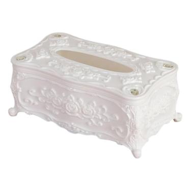 Imagem de KiBcsLic Porta-lenços de papel com capa, porta-guardanapos, decoração versátil para carro, sala de estar, banheiro, quarto e mesa de cabeceira, Branco