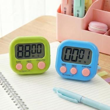 Imagem de Conjunto de 2 temporizador digital de contagem regressiva eletrônico - Temporizador de cozinha, para cozinhar, ovo, sala de aula, professor, estudo, forno (azul e verde)