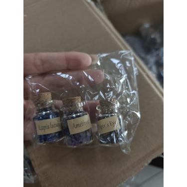 Imagem de Cristais de cura em frascos 3 peças - Cristais para bruxaria - Pedras naturais decorativas para decoração de casa, exibição e presentes de estilo bruxo para mulheres - Mini joia - Wiccan Supply Tool 2