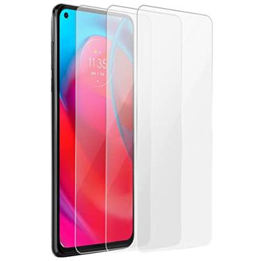 Imagem de OCESTORE Pacote com 3 películas protetoras de tela de impressão de seda, rigidez 9H, cobertura total, película protetora de vidro temperado para Moto G Stylus 5G XT2131 XT2131DL XT2131-1 XT2131-3