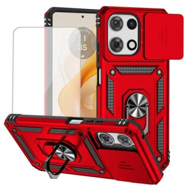 Imagem de Vokuha Capa para Moto G 5G 2025, capas para Motorola G 2025 5G com protetor de tela de vidro temperado e capa deslizante para câmera, anel giratório de 360°, capa magnética para Motorola Moto G 5G