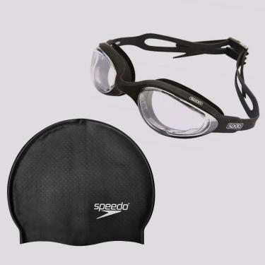 Imagem de Kit Speedo Touca e Óculos de Natação Hydrovision Preto-Unissex