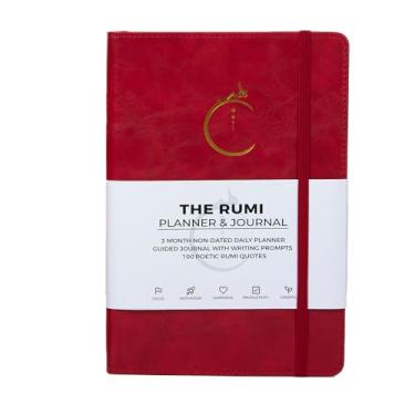Imagem de The Rumi Planner & Journal - Um planejador diário 2 em 1 e diário guiado com instruções inspiradoras de escrita - Construa produtividade e uma mentalidade positiva - 3 meses sem data (vermelho)