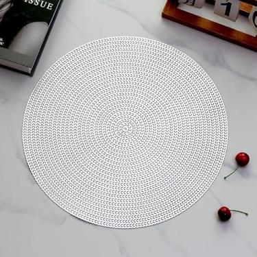 Imagem de Kit Jogo Americano PVC Antiderrapante Mesa Posta Resistente ao Calor 45x30cm Elegante(Redondo Cinza,6 Peças)