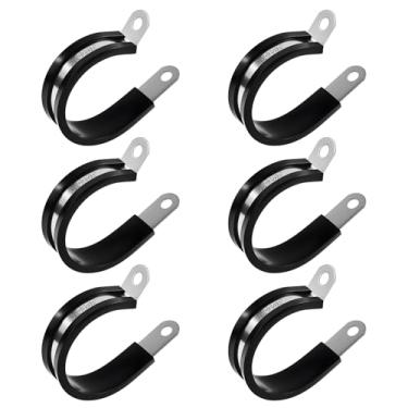 Imagem de FOCMKEAS 6 braçadeiras de metal isoladas acolchoadas de 30 mm. Braçadeiras de cabo tipo R de aço inoxidável 1-3/16 para tubo, linha, suporte de mangueira de ar, suporte de mangueiras, suporte de tubo