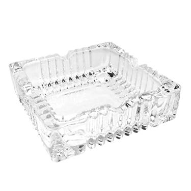 Imagem de Cinzeiro, cinzeiro de vidro grande, adequado para cigarros e charutos, cinzeiro de cristal transparente, cinzeiro sobressalente de vidro externo bandeja de fumaça