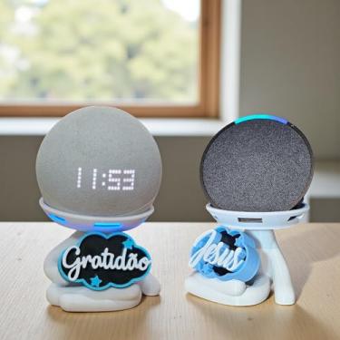 Imagem de Suporte Alexa Echo Dot 3, 4 e 5, Echo Pop e Echo Max Robert Gratidão Multiuso e outros. Coleção, Decoração Presente. Stand de Mesa