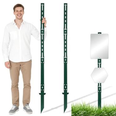 Imagem de Danoib Pacote com 2 postes de sinalização de 1,8 m, estaca de sinalização de jardim resistente, resistente à ferrugem, vento e poeira, suportes de metal resistentes para estacionamento ou gramado