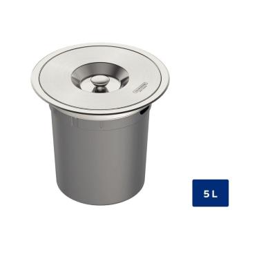 Imagem de Lixeira De Embutir Tramontina Clean Round Com Balde Plástico 5 L Aço Inox