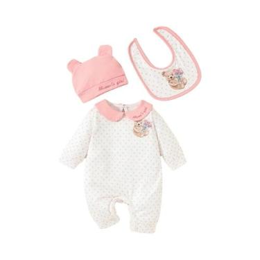 Imagem de Macacão De Manga Comprida Com Bolinhas Para Bebês Meninas, Com Chapéu 