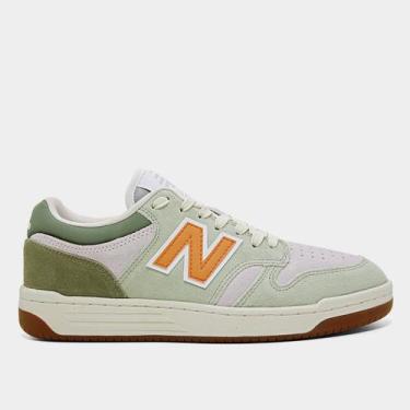 Imagem de Tênis New Balance 480 Low Masculino, Verde, Laranja, 41