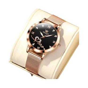 Imagem de Relógio De Quartzo Luminoso À Prova d'Água Em Ouro Rosa OLEVS 5530 Par