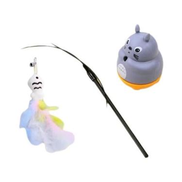 Imagem de Brinquedo Divertido Para Gatos: Varinha De Aço Com Pena Para Gatinhos,
