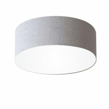 Imagem de Plafon Cilíndrico Vivare Md-3047 Cúpula Em Tecido 45x15cm - Bivolt Rustico-cinza 127/220v