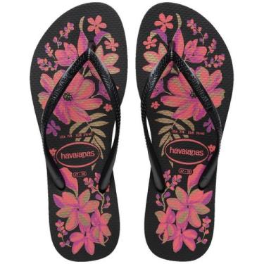 Imagem de Chinelo de dedo adulto Havaianas Slim Organic, Preto, Cinza, Ouro, 37/