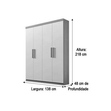 Imagem de Guarda Roupa 4 Portas 3 Gavetas Sem Pés Colibri Plus - D' Doro Castanho/off White