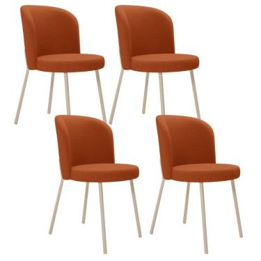 Imagem de Kit 4 Cadeiras Sala De Jantar Estofada Gavi Arena L02 Tecido Terracota Lyam Decor