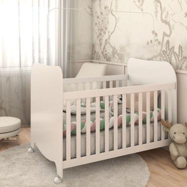 Imagem de Berço Americano Sueño com Rodízios 100% Mdf Branco Brilho - Panorama Móveis